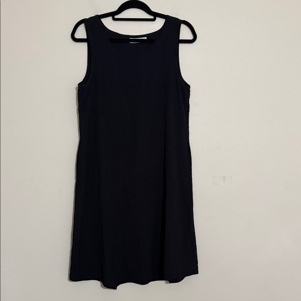 Habitat Classic Black Mini women Dress pull on gauzy casual retro lagenlook S